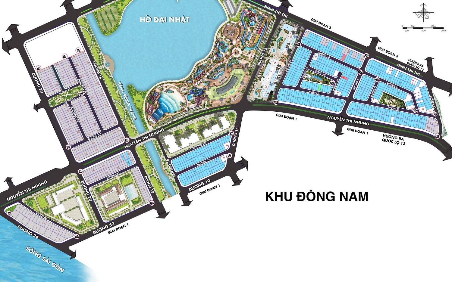 Bản đồ vị trí Khu Đông Nam Vạn Phúc City